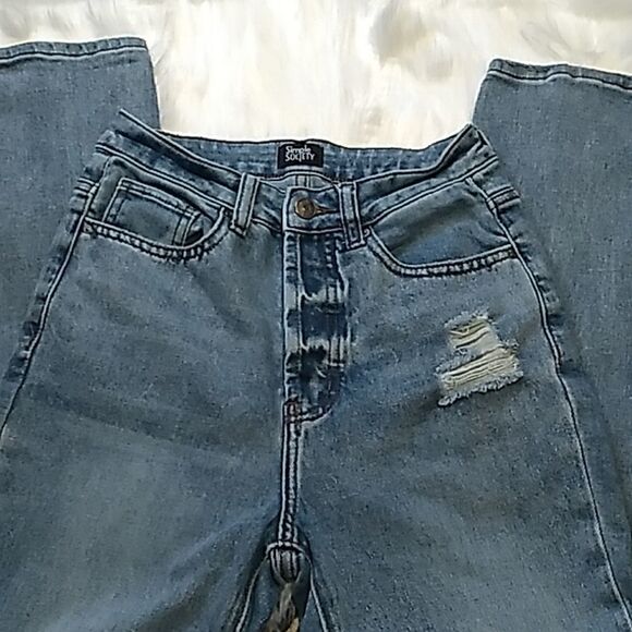 high waist button fly distressed jeans - Picture 11 of 15